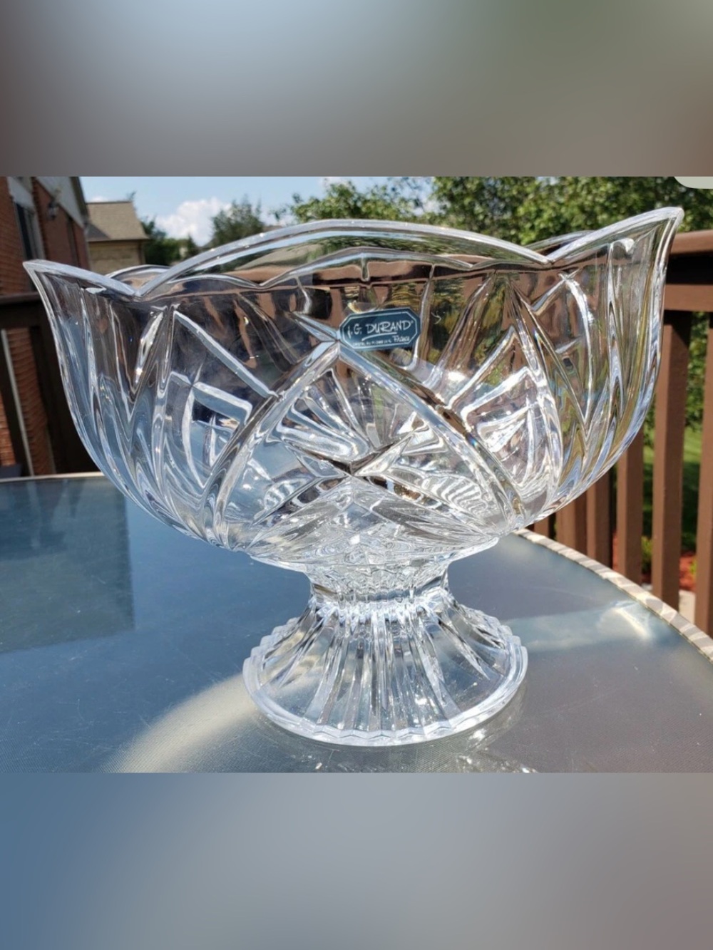 VINTAGE JD DURANG CRISTAL FOOTED BOWL 24%LEAD CRYSTAL MADRIGAL PATTERN
